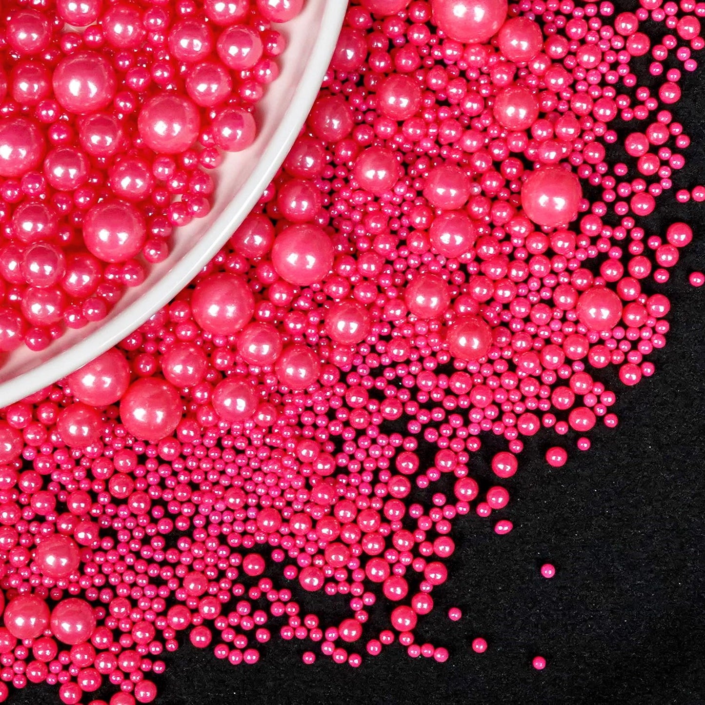 Edible Pink Sugar Pearl Sprinkles, Pearl Sugar Sprinkles, Cake Decorations, Cupcake Toppers, Ice Cream Toppings, Wedding Party Halloween Christmas Supplies,180g/6.35oz