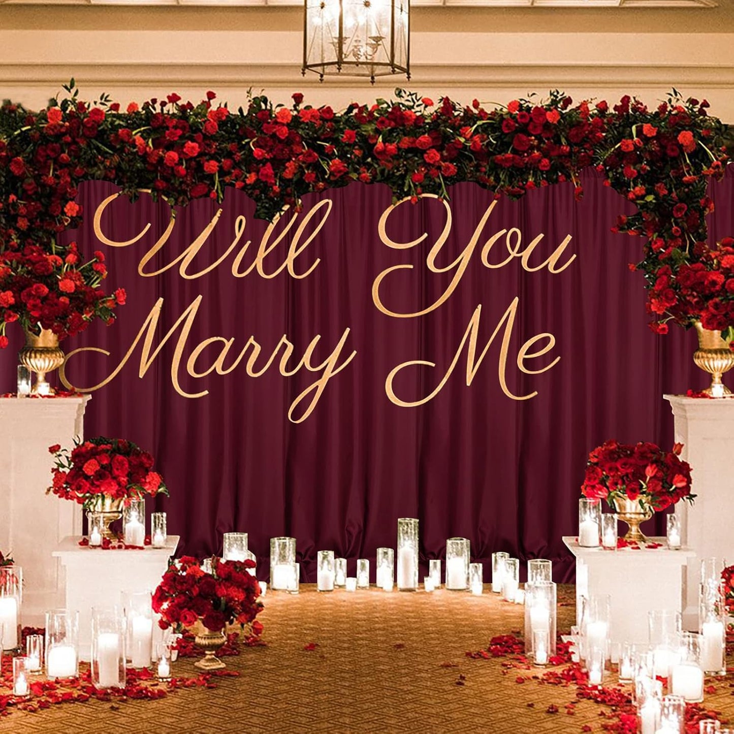 MYSKY HOME Burgundy Backdrop Curtains for Parties, Weddings, Stage - 10ft x 10ft, 2 Panels