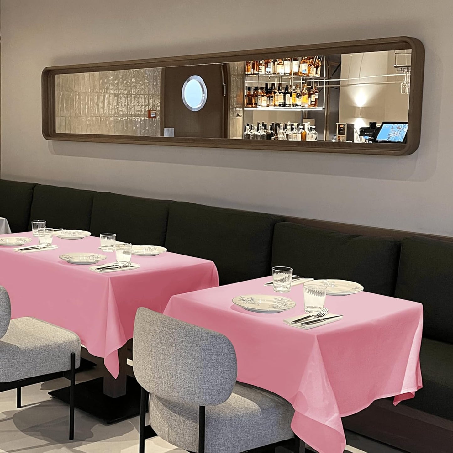 sancua Square Tablecloths 85x85 Inch, 2 Pack - Pink Fabric Table Cloth for Square or Round Tables, Washable Polyester Table Cover for Outdoor Party, Birthday, Buffet, Resturant