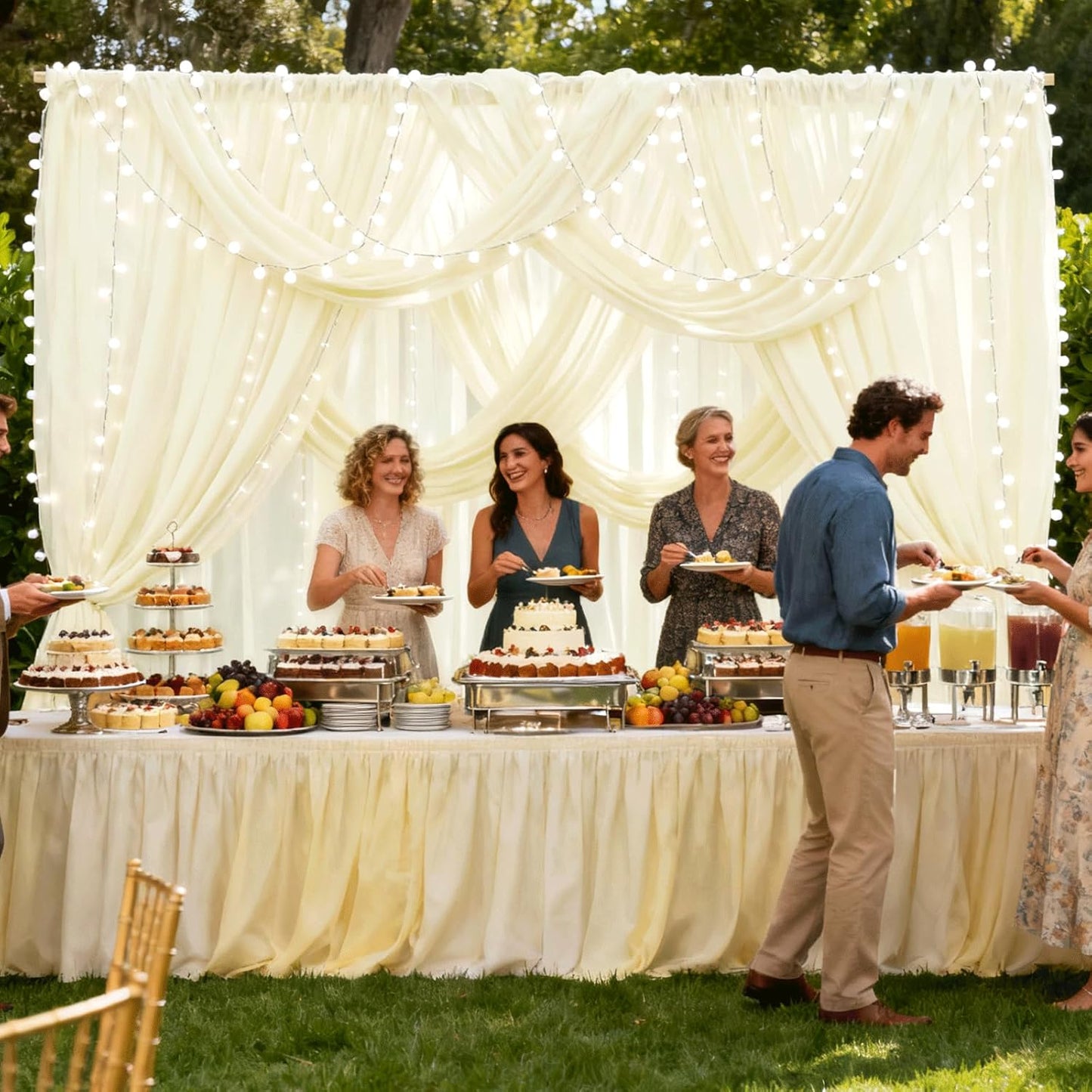 Wedding Arch Draping Fabric 29" x 18 FT Light Yellow Sheer Chiffon Outdoor Curtain Drapes for Wedding Birthday Party Ceremony Decor(1 Panel, Light Yellow)