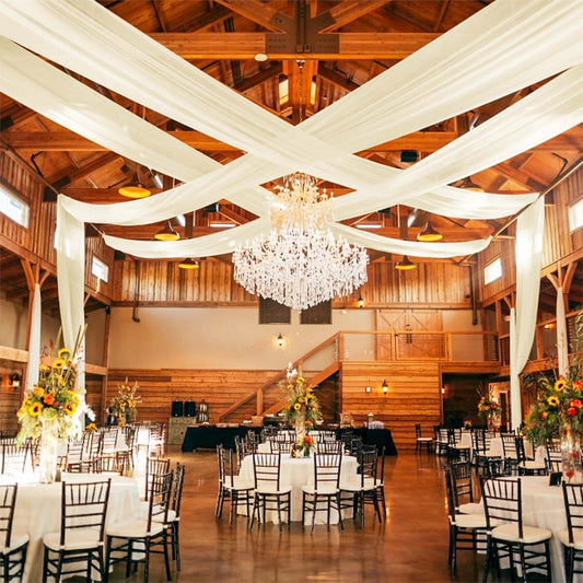 6 Panels Ivory Ceiling Drapes for Wedding 5ftx40ft Ceiling-Drapes Wedding Arch Draping Fabric Cheesecloth Sheer Curtain Romantic Decorations for Party Banquet Ceremony Stage
