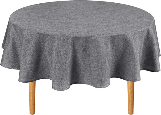 Hiasan Round Tablecloth 60 Inch - Wrinkle and Stain Resistant Washable Polyester Fabric Table Cloth for Patio Dining Room Kitchen Party, Grey