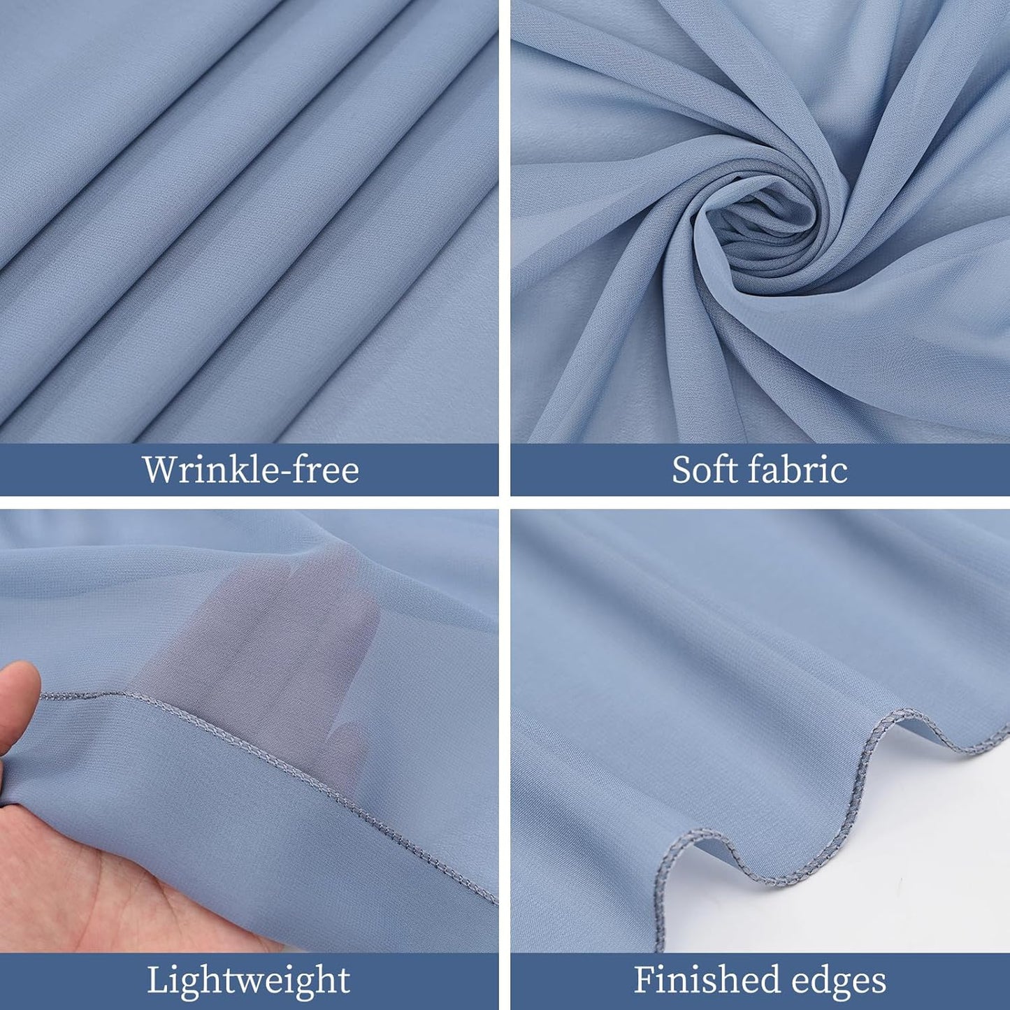 fani 6 Panels Dusty Blue Wedding Ceiling Drapes 5ftx30ft Ceiling Drapes Chiffon Fabric Arch Draping Sheer Curtains Soft Drapery Draping Wedding Ceiling Decorations for Party Ceremony Stage Swag