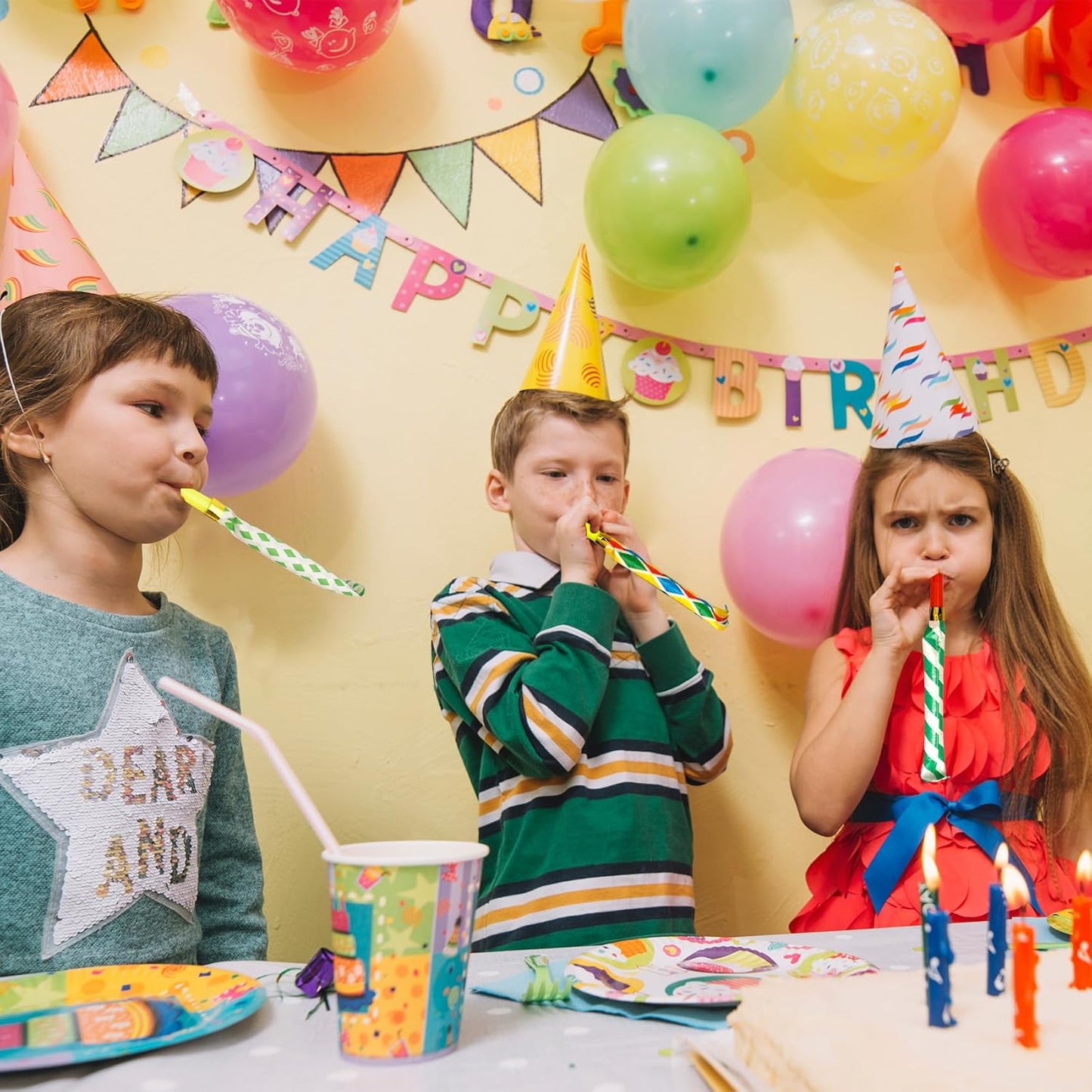 50 PCS Party Blowers, Party Blowers for Kids, Party Blowouts, Party Noise Makers Horns, Colorful Birthday Blowers Noisemakers Blow Horns Party Whistles Favors for Birthday Christmas New Years Events