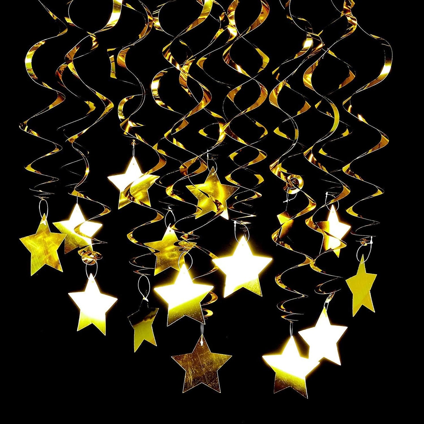 BEISHIDA Gold Star Hanging Swirl Decorations,Hanging Gold Party Supplies for Graduation Wedding Baby Shower Decorations,Pack of 15