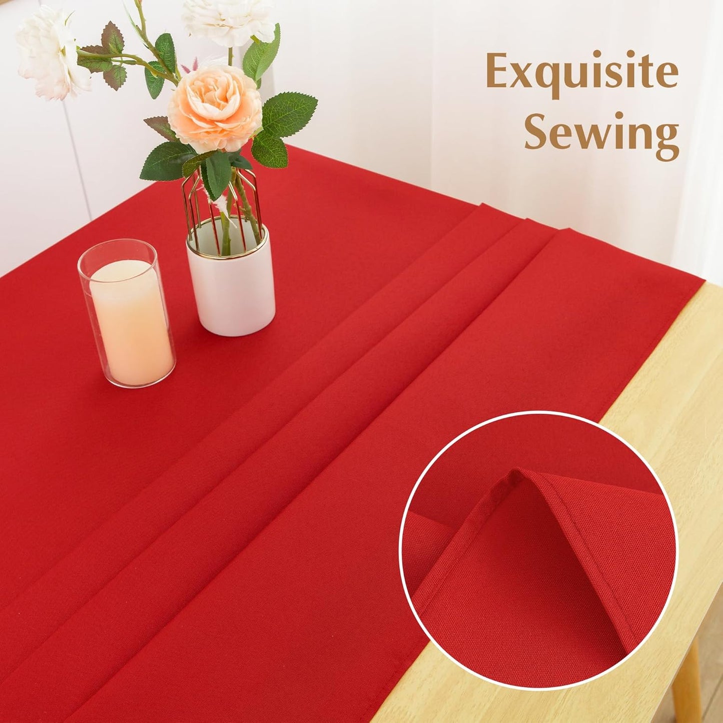 2 Pack Square Table Cloth 52X52 Inch Red Washable Fabric Tablecloth Polyester Solid Dining Table Cover for Birthday Party Dinner Holiday Outdoor Indoor