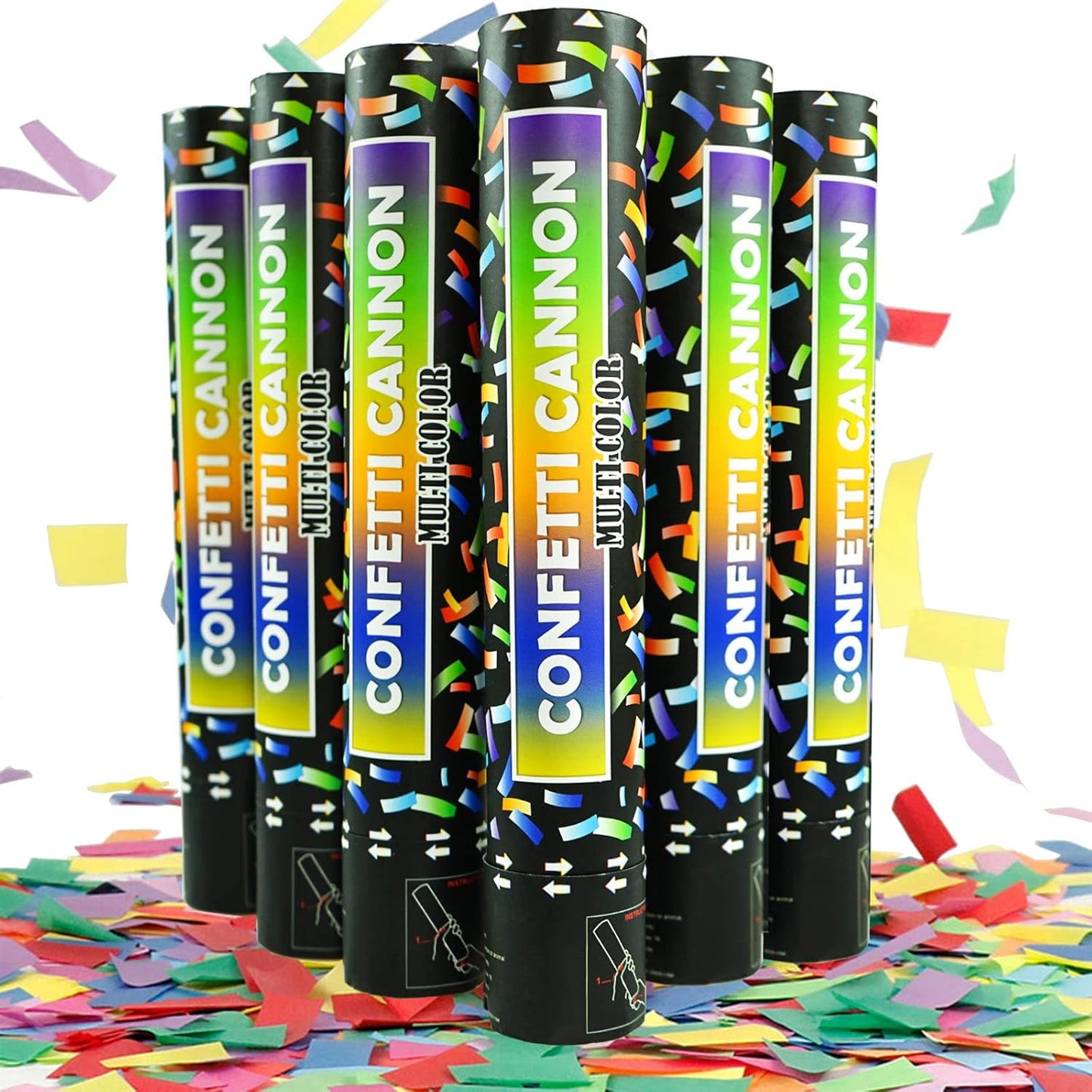 Biodegradable Confetti Cannon 6 Pack Multicolor Party Popper Shooters,12 Inch Large Confetti Cannon for Wedding Celebration Birthday Celebration Baby Shower Decorations Christmas New Year Graduation