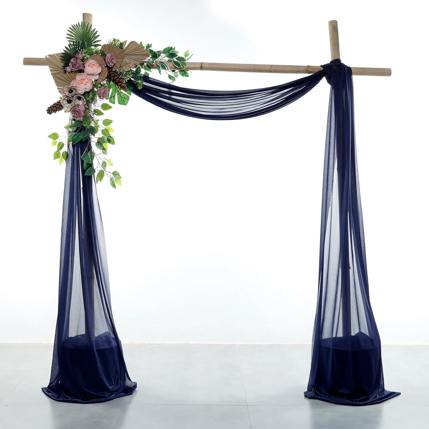 VDS Pack of 1 Panel (30 Inch X 100 Feet) Wedding Arch Draping Fabric Sheer Chiffon Fabric Drapery for Wedding Ceremony Reception Swag Backdrop Canopy Chuppah ARBO Altars Decoration (Navy Blue)