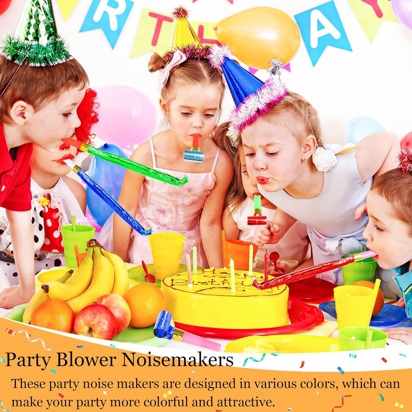 24 Pcs Party Blower Colorful Blowouts Noisemakers Birthday Blowouts Whistles for Party Favors(Colorful Metallic Roll)