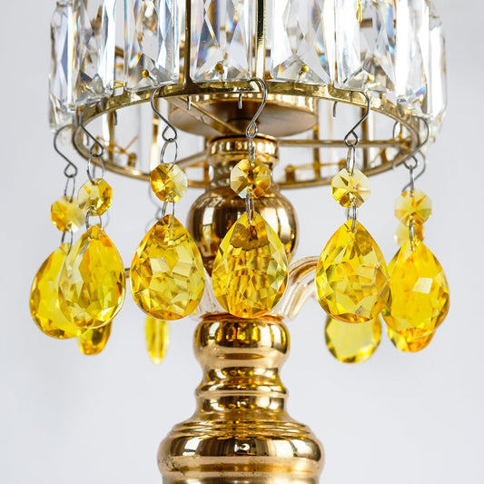 H&D HYALINE & DORA 3Inch Crystal Suncatcher Bauhinia Prisms Pendants 10Pcs Chandelier Crystals Replacement Hanging Sun Catcher Beads for DIY Arts Crafts Decor (Yellow)