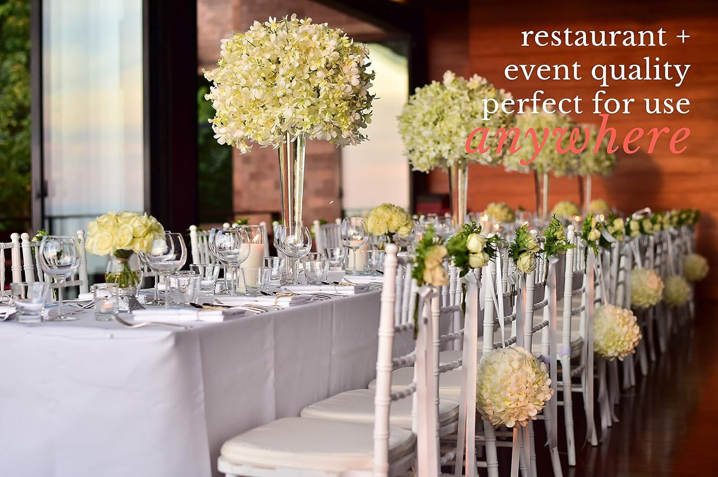 Pomp Pure White 90" x 132" Poplin Polyester Tablecloth (2 Pack) | Wrinkle + Stain Resistant Easy Care Premium Fabric | Fits 6FT Rectangle Table