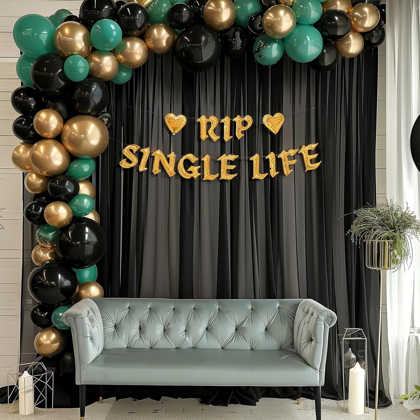 10ft x 10ft Black Backdrop Curtains, Wrinkle-Free Sheer Chiffon Fabric Photo Background Drapes for Wedding Arch Party Ceremony Stage Photography Decorations