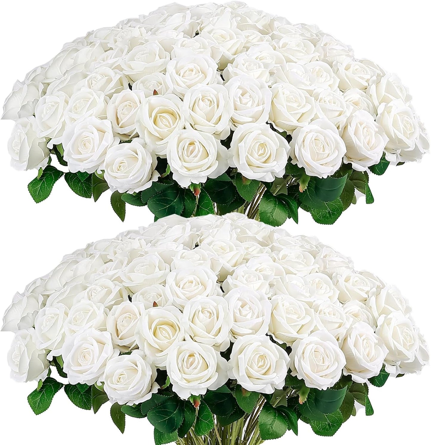 Auihiay 54PCS White Roses Artificial Flower, Fake Silk Roses, Artificial Roses Bulk for Wedding Decorations Table Centerpieces, Mother's Day Valentine's Day Home Decor