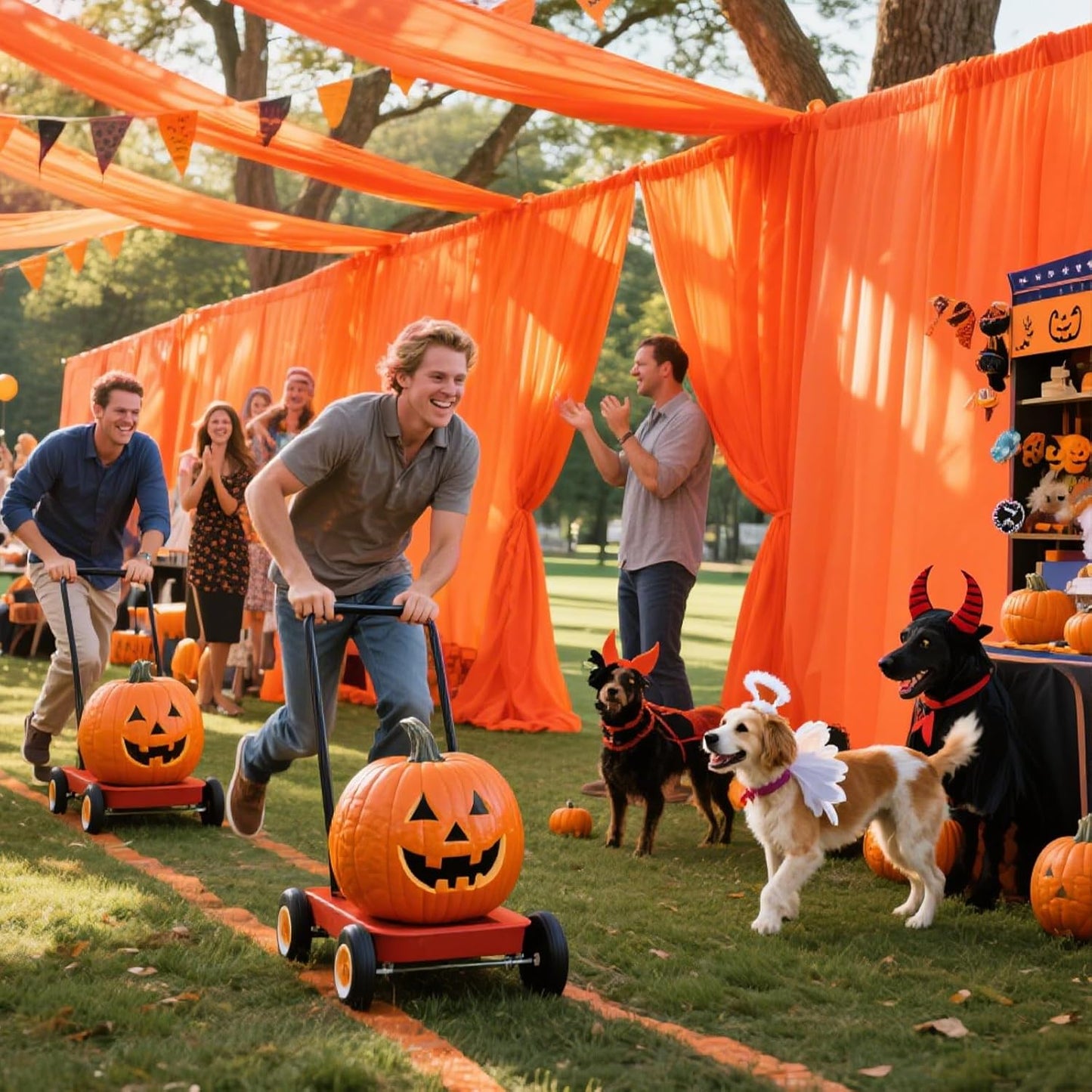 VOK Orange Wedding Arch Draping Fabric Chiffon Fabric, 29in x 18Ft Sheer Chiffon Outdoor Curtain for Wedding Ceremony Birthday Party Decoration (Orange,1 Panel)