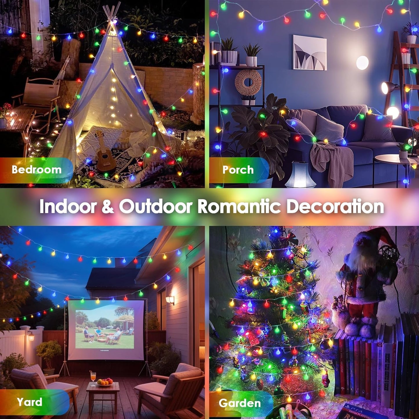 100LED Connectable String Lights Indoor Outdoor for Bedroom, 43ft Multicolor Fairy Lights with Remote & Timer, Plug in 8 Modes Waterproof Globe Hanging Twinkle Light for Room Classroom Wedding Decor