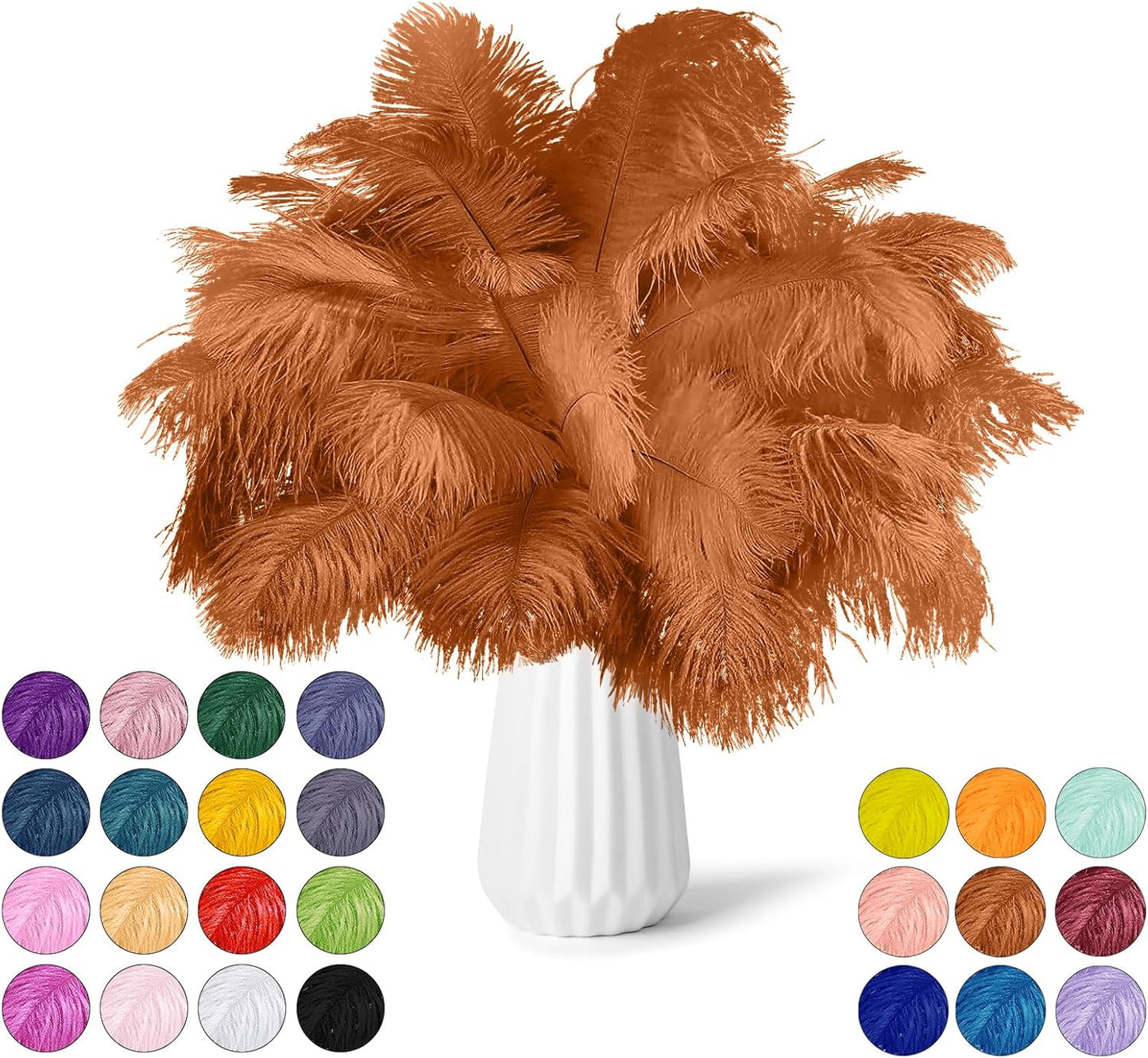 NEWONG 30pcs Brown Ostrich Feathers Natural Bulk 9-12in（23-30cm） Vase Craft Wedding Home Party Centerpieces Christmas Day Decoration
