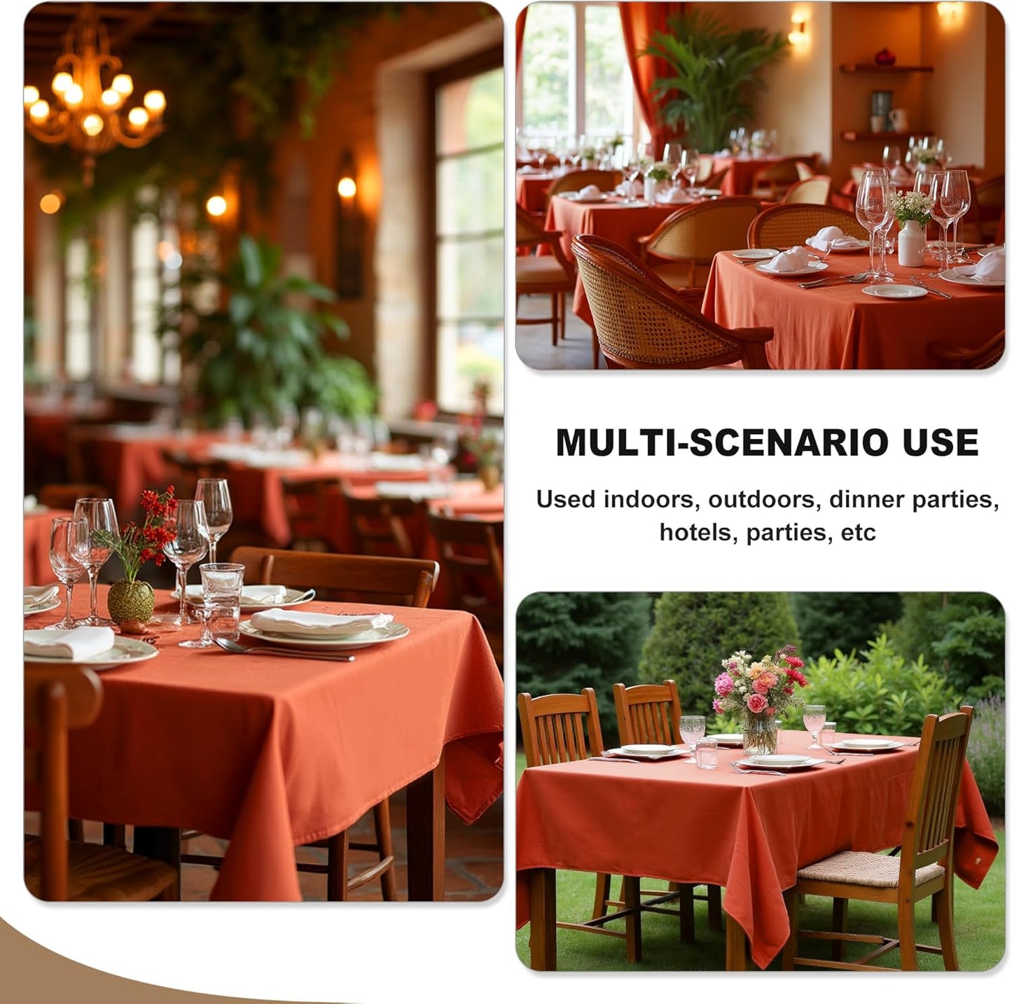 Fitable Rust Table Clothes for Rectangle Tables, 6 Pack - 90 x 156 Inch - Reusable and Elegant Fall Tablecloths, Polyester Fabric Table Covers for Wedding, Party, Banquet, Formal Events