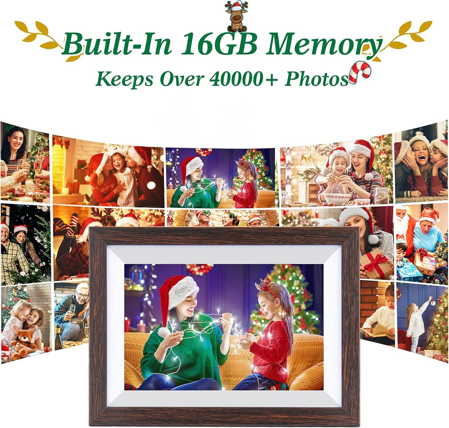 Frameo-Digital-Picture Frame 10.1 Inch Electronic-Digital Photo Frame with IPS Touch Screen HD Display, Smart WiFi Photos or Videos Farme via Free Frameo APP (Brown Wood Frame)