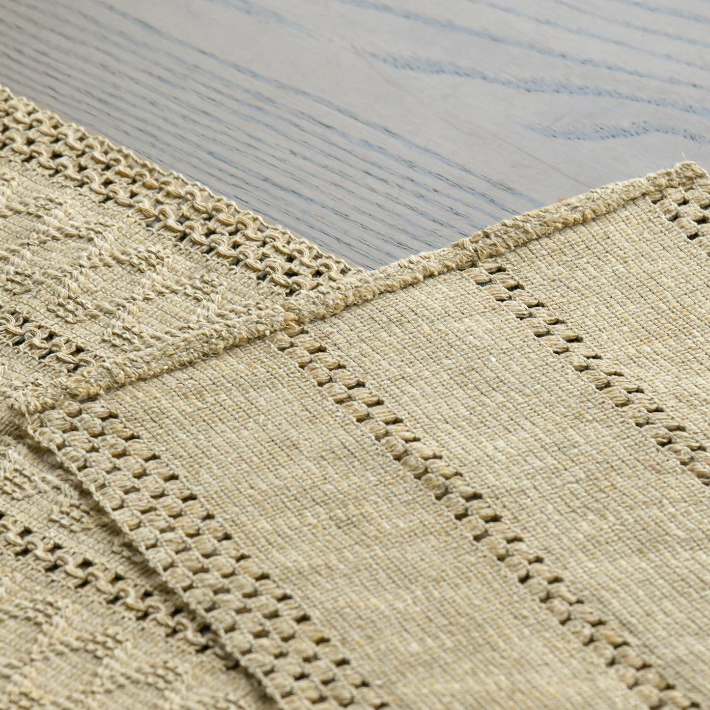 Artoid Mode Burlap Brown Farmhouse Woven Rustic Hollow Table Runner, Seasonal Holiday Kitchen Dining Table Decoration for Home Party Decor 12x36 Inch