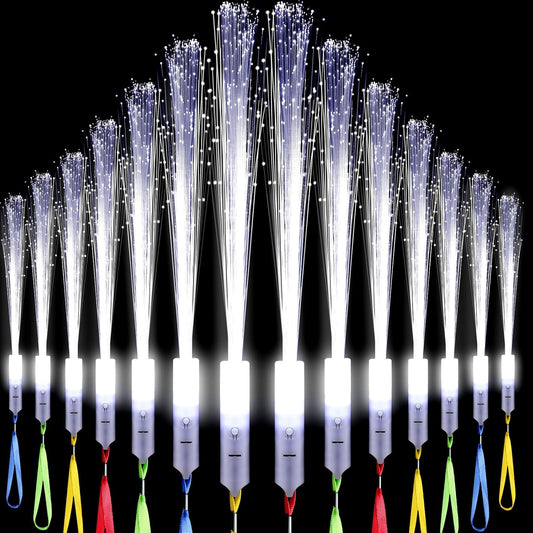 100 Pcs White Fiber Optic Wands Bulk Wedding Sparklers Party Favors LED Light Glow Sticks with 3 Modes Long Flashing Glow for Birthday Wedding Bridal Shower Glow in the Dark Party Favors