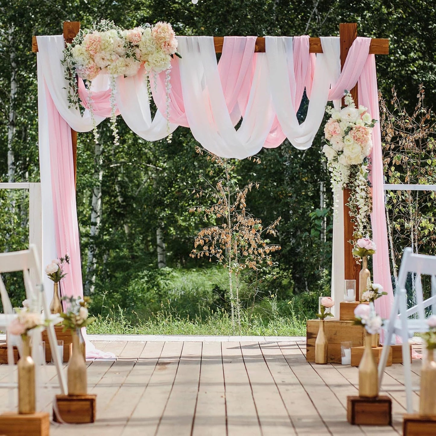 Wedding Arch Draping Fabric 29" x 18 FT Light Pink Sheer Chiffon Outdoor Curtain Drapes for Wedding Birthday Party Ceremony Decor(1 Panel, Light Pink)