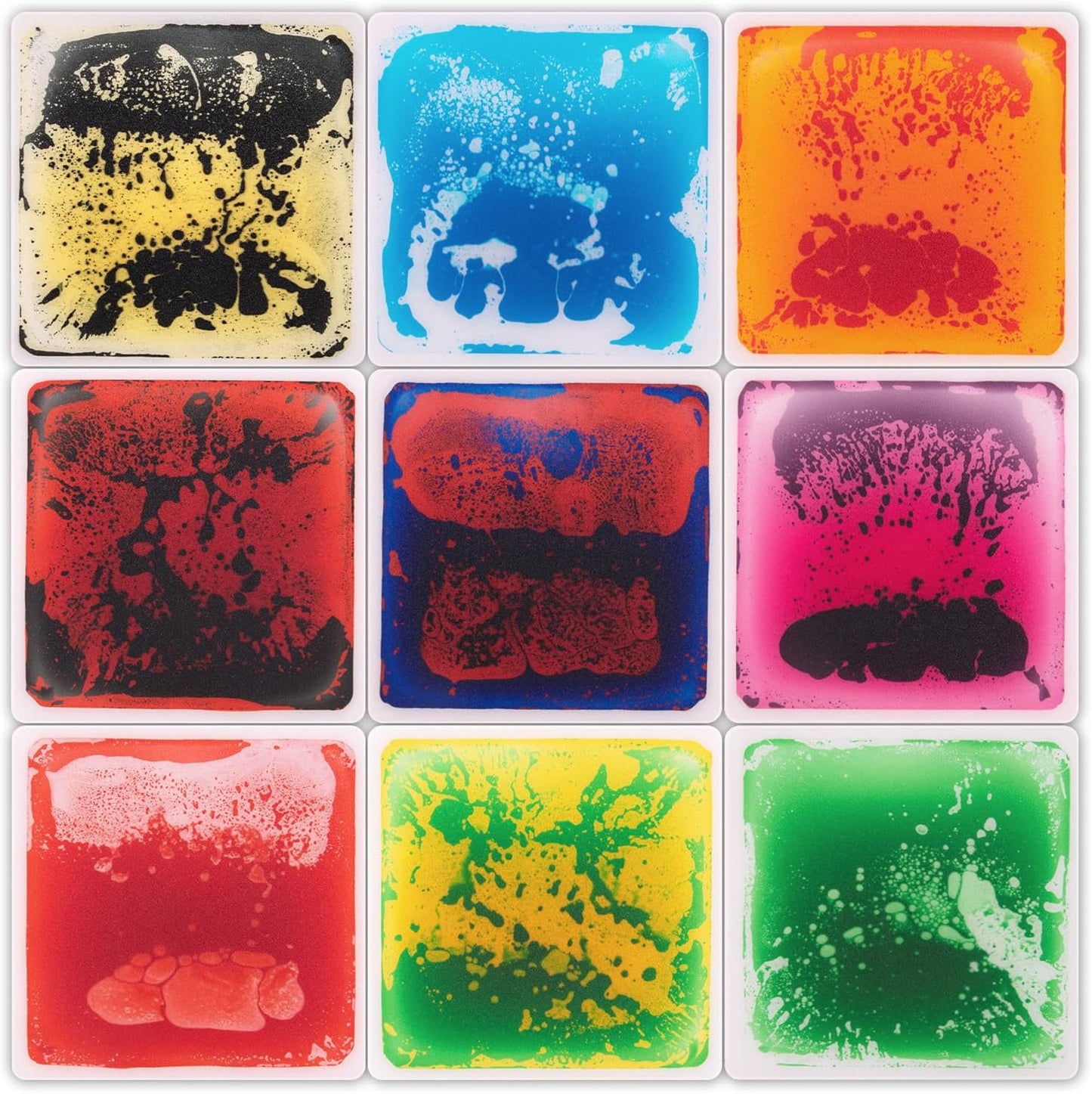 Art3d Liquid Fusion Activity Play Mat for Kids, Pack of 9 Tiles 12" X 12", Multi-Color, Round Corner