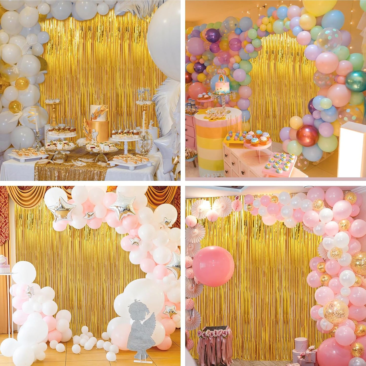 6 Pack Gold Foil Fringe Curtains Streamers Party Decorations 3.3 x 8.2 ft, Gold Tinsel Curtain Fringe Backdrop for Parties, Door Fringe Birthday Streamers, Photo Booth Backdrops, Party Decor