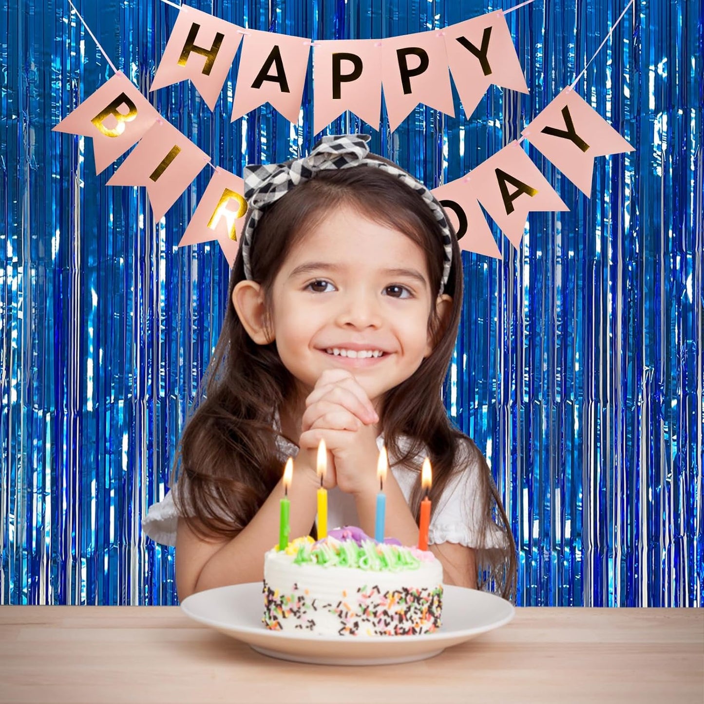 2 Pack Blue Party Decorations Ocean Party Decor Supplies Blue Party Streamers Birthday Decorations Tinsel Foil Fringe Curtains Photo Booth Props Celebration Decorations