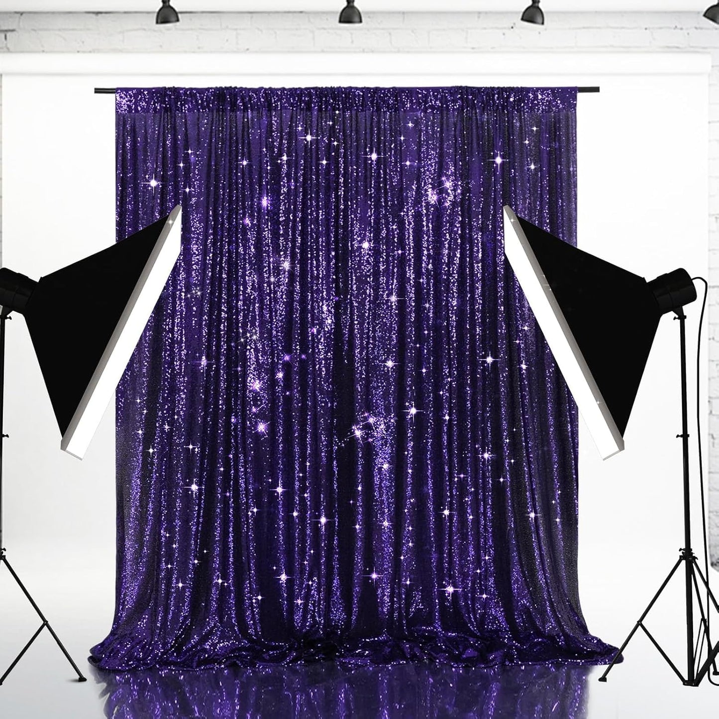 Eternal Beauty Purple Sequin Backdrop, 6x8 Ft Halloween Glitter Background Curtains for Shimmer Photography Party Wedding Birthday Back Drop Decor