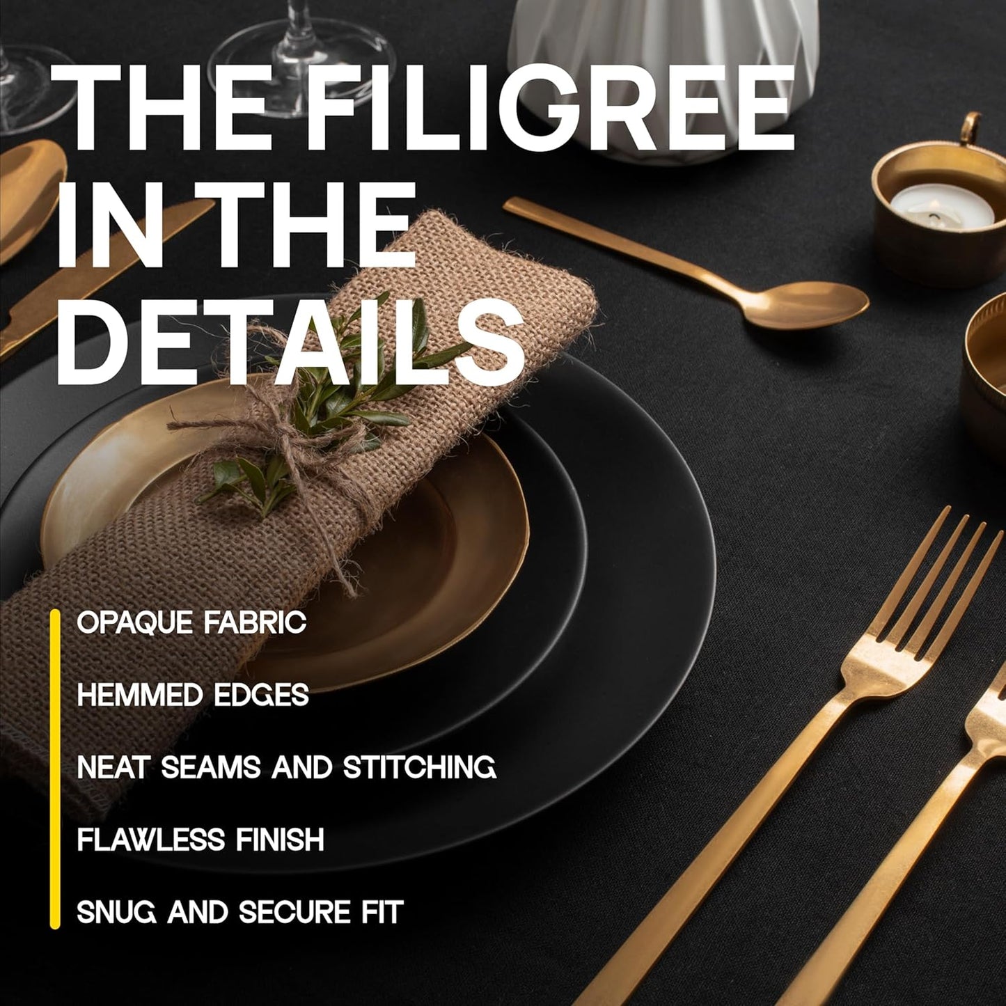 White Classic Stretch Spandex Table Covers 4FT, Pack of 2 Fitted Tablecloths for Rectangle Tables, Stretchy Wrinkle Resistant Folding Table Cover, Black