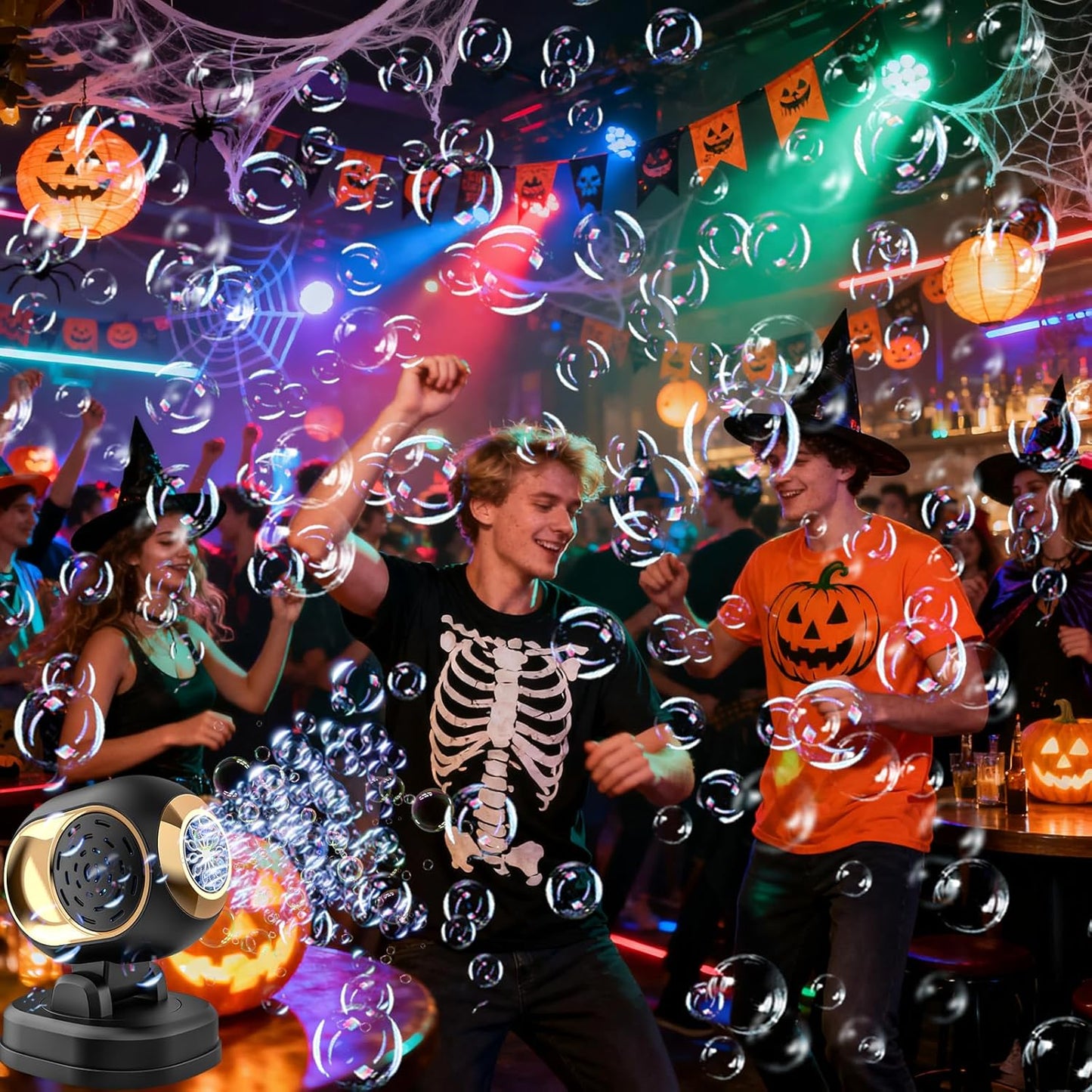 BOMOCO Bubble Machine Battery Operated Durable Bubble Blower Machine Automatic Bubble Machines for Kids Toddlers Parties Wedding Birthday Summer Outdoor Indoor Beach Halloween Favors, Black