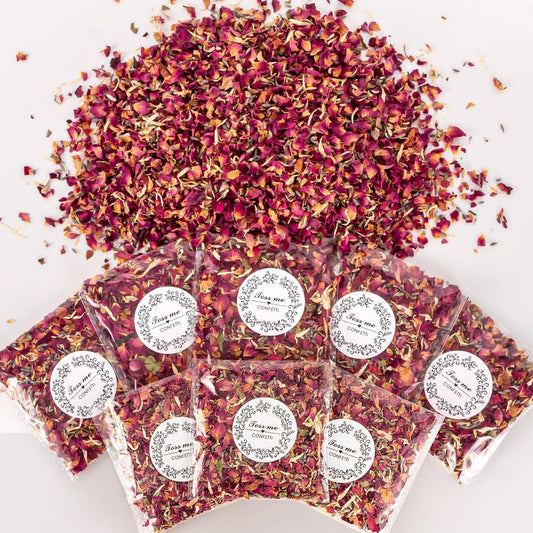 Sukh 8Packs Dried Flower Petals - Biodegradable Wedding Confetti,Natural Real Dried Flower Rose Petal Wedding Confetti for DIY Spa Bath Salts,Soap Making,Candle,Resin Jewelry Crafts,Party Decoration