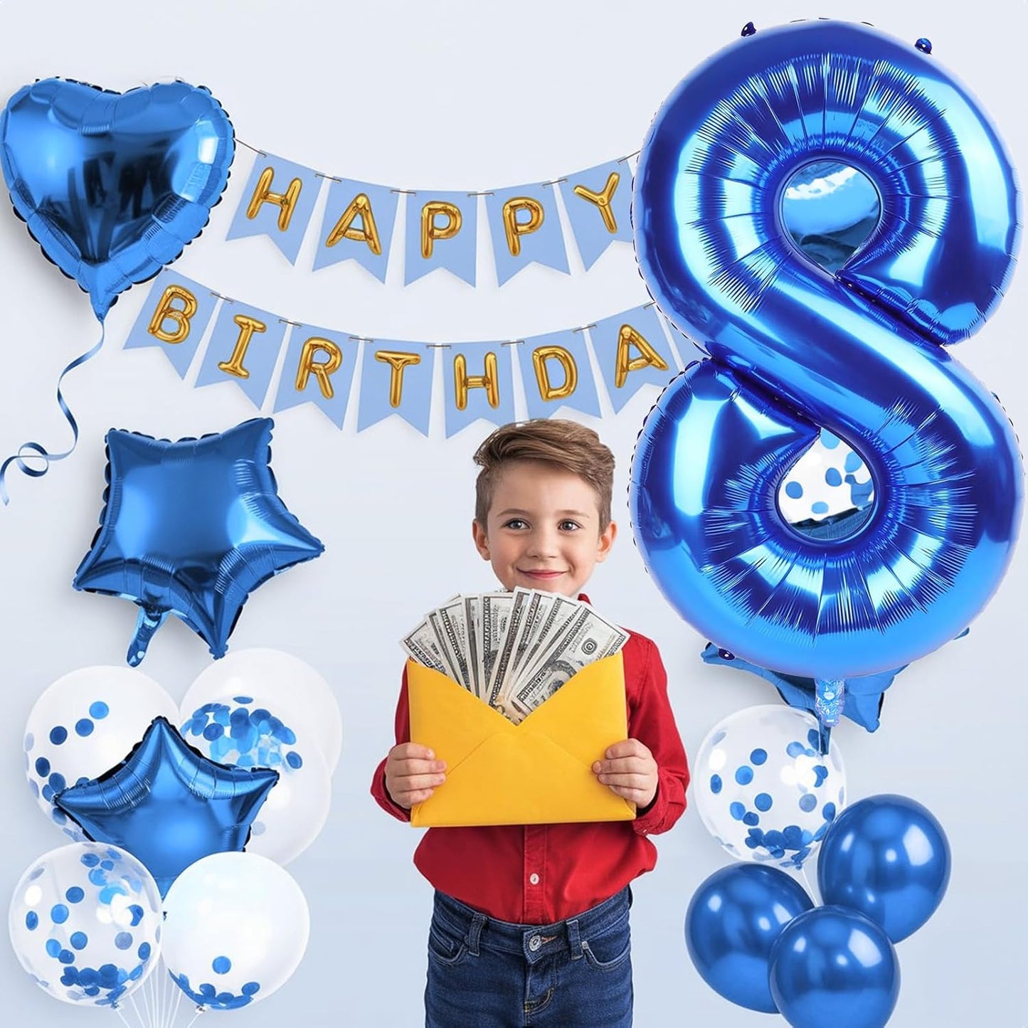 40 Inch Balloon Number 8 Navy Blue, Large Dark Royal Blue Foil Number 8 Balloons Set 0-9 for Men, Self Inflating Digital 8 Helium Balloons for Boys Birthday Anniversary Baby Shower Party Decorations