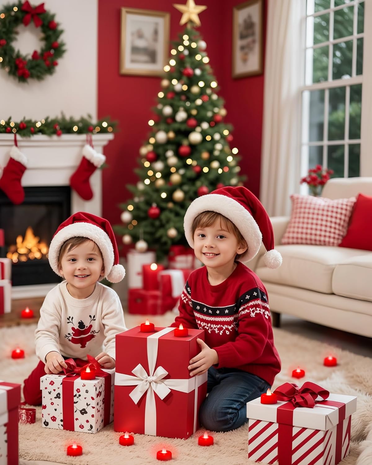 Amagic 12 Pack Red Flameless LED Tea Lights Candles Battery Operated, Electric Fake Tealight Candles for Votive, Wedding, Table Centerpiece, Party, Aniversary, Proposal, Halloween, Christmas