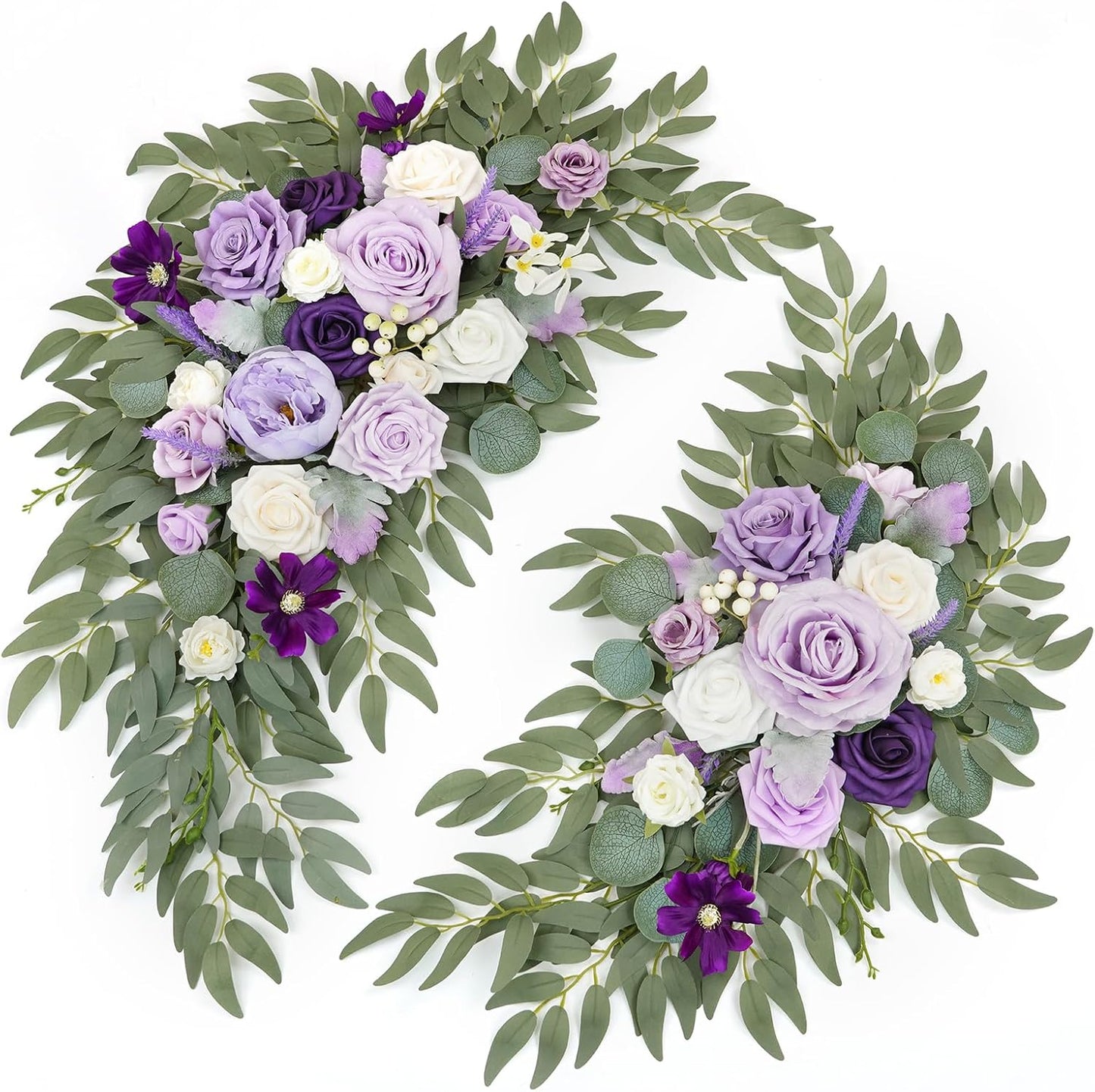 Artificial Wedding Arch Flowers Kit(Pack of 2) for Wedding Arch, Bridal Shower, Ceremony and Reception Backdrop Decoration (Dancing Purple Kelsang Flowers)