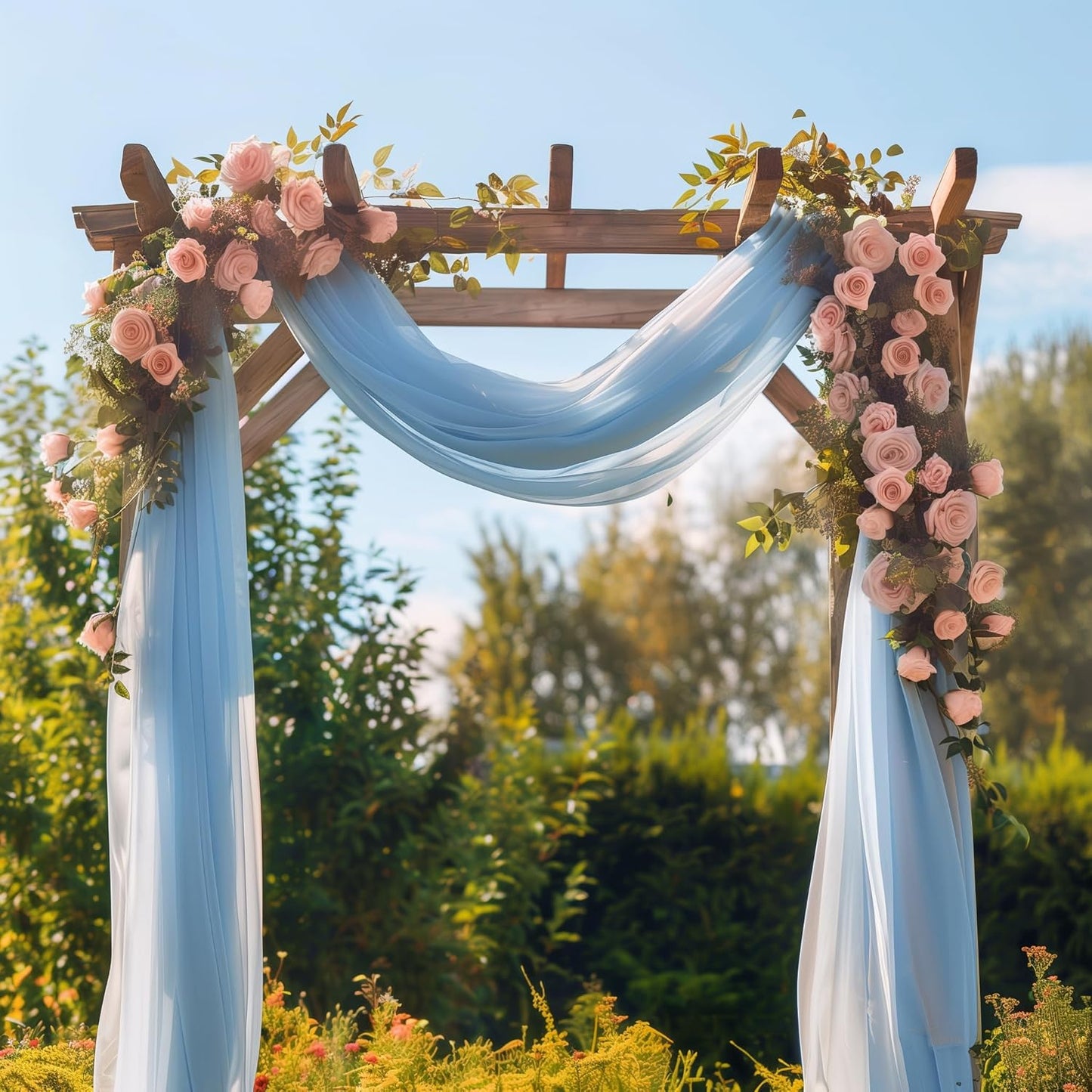 Wedding Arch Draping Fabric 1 Panel 28.7" x 20FT Baby Blue Sheer Chiffon Backdrop Drapes for Wedding Ceremony Birthday Party Bridal Shower Outdoor Decoration