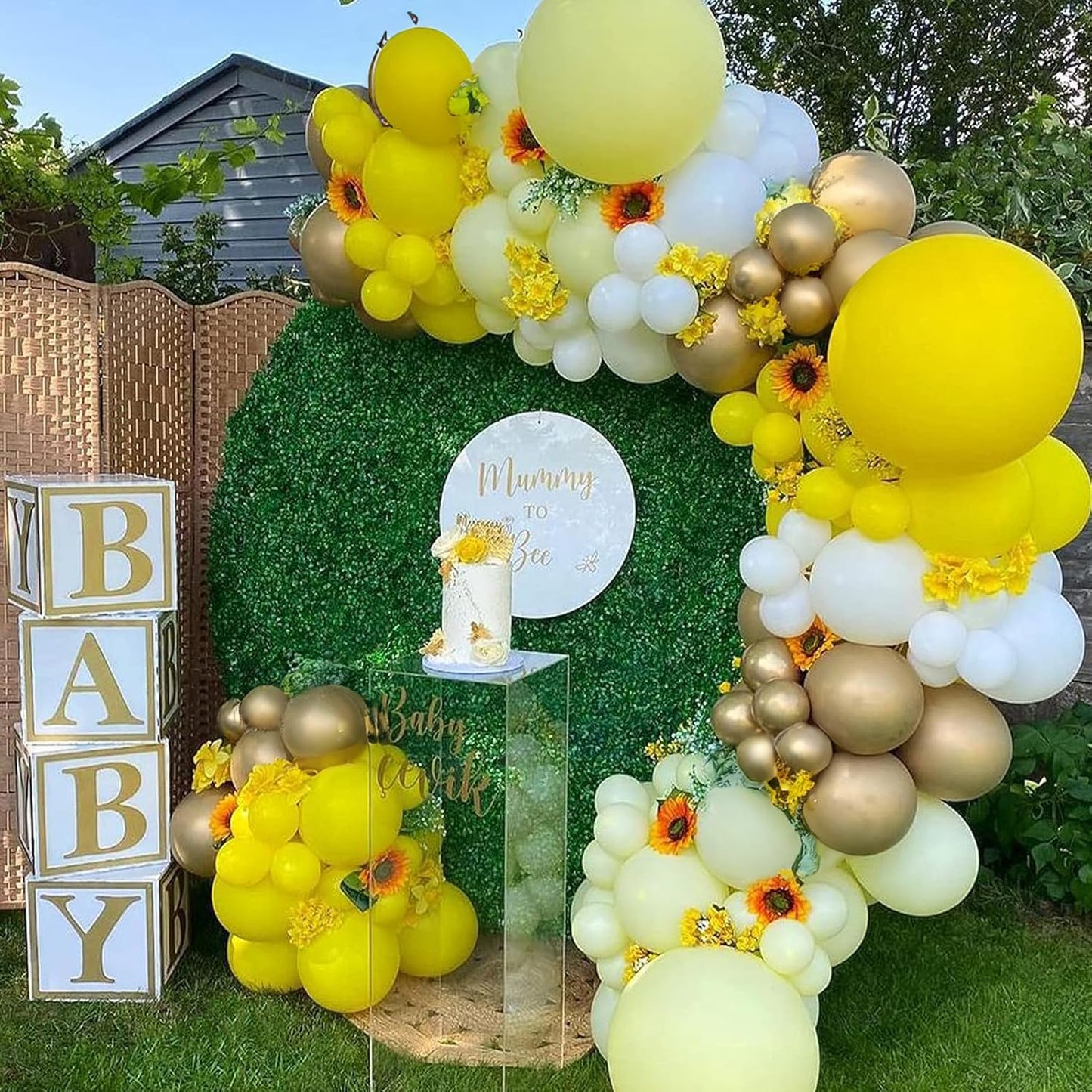 60PCS Yellow Balloons, 12Inch Pastel Macaron Yellow White Gold Confetti Helium Latex Party Balloons for Baby Shower Sunflower Honeybee Birthday Theme Party Decorations