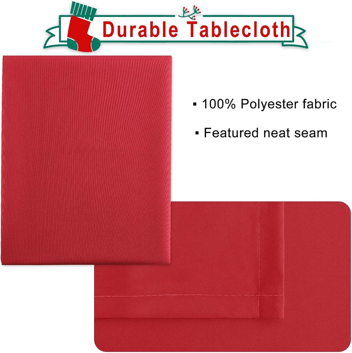 Hiasan Red Tablecloth Rectangle - Wrinkle Resistant and Waterproof Dining Room Washable Christmas Table Cloth, Polyester, 70 x 108 Inch