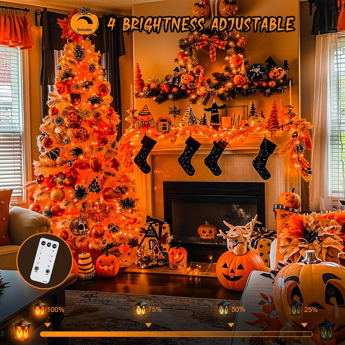 JMEXSUSS 600 LED Orange Lights for Halloween Decorations, Halloween String Lights Outdoor, Orange String Fall Light Plug in for Indoor Room Tree Yard Party Fall Decor