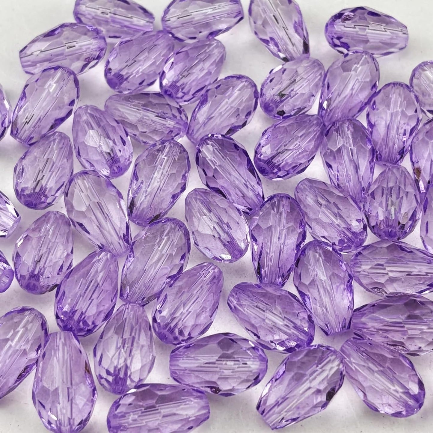 50pcs 10x15mm Teardrop Crystal Glass Beads for Jewelry Making, Faceted Vertical Hole Teardrop Glass Spacer Beads for Wind Chimes Bracelet Earring Necklace DIY Craft(Crystal Purple)
