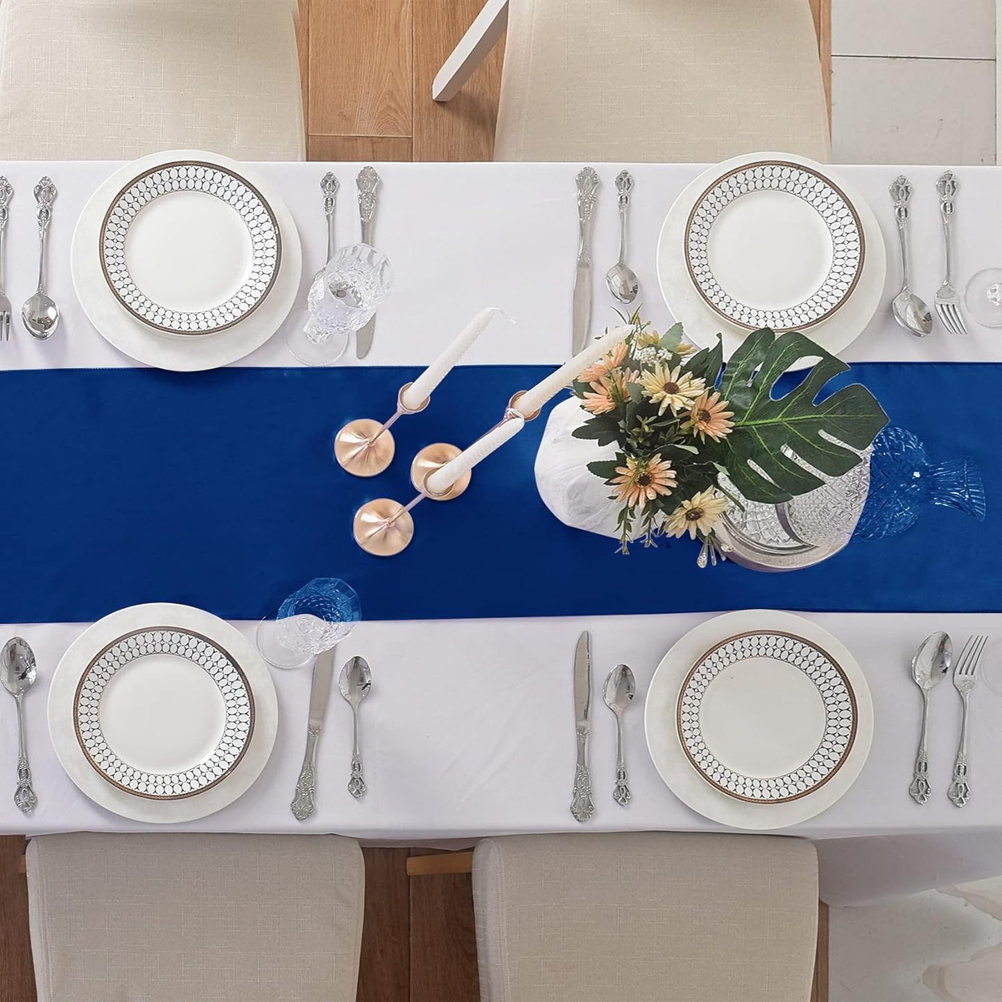 6Pack Table Runner 12 x 108 Inches Satin Silk Table Runner for Wedding, Birthday Party, Banquets, Graduations Decoration, fit Rectange and Round Table-Royal Blue
