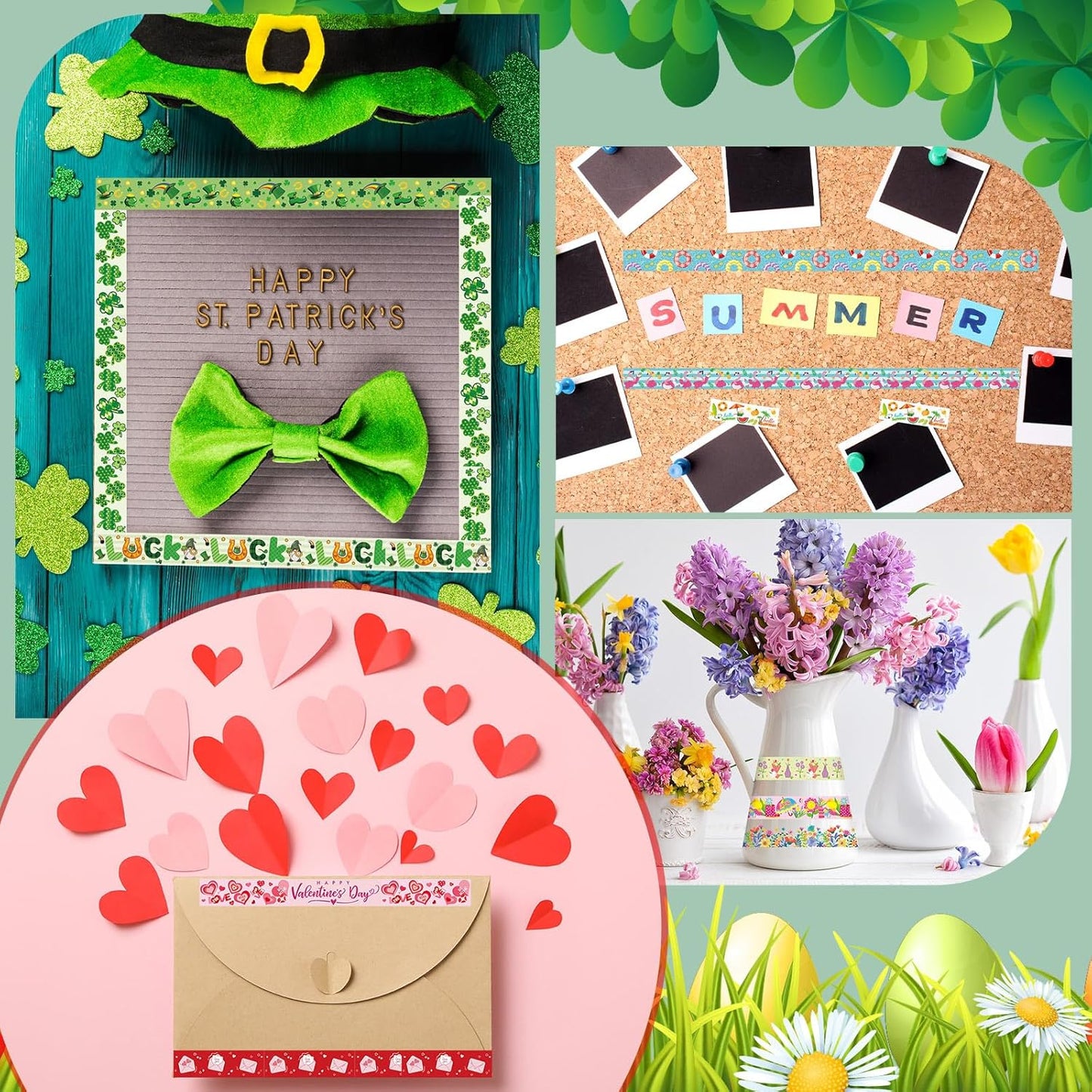 TaoBary 33 Rolls Holiday Plaid Washi Tape, 15 mm Seasonal Washi Tape Set Bohemian Colorful Vintage Cute for Card Wrapping Craft(Festive Style)