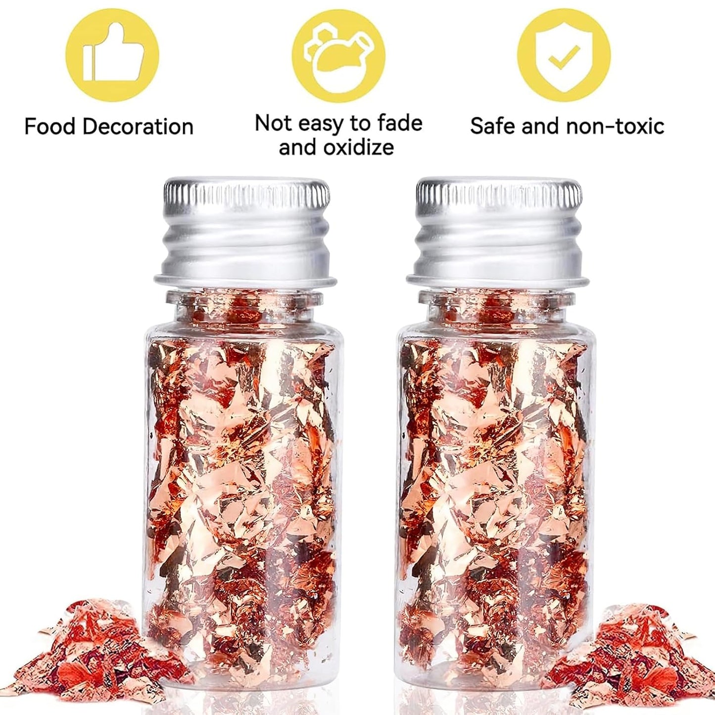 Edible Gold Leaf, Gold Leaf Cake Decoration Gold Flakes Food Gold Foil Decoration Baking Gold Foil Decor Chocolates Decor Gold Leaf Sheets for Cooking Dessert Decoration Crafts Makeup (Rose Gold)