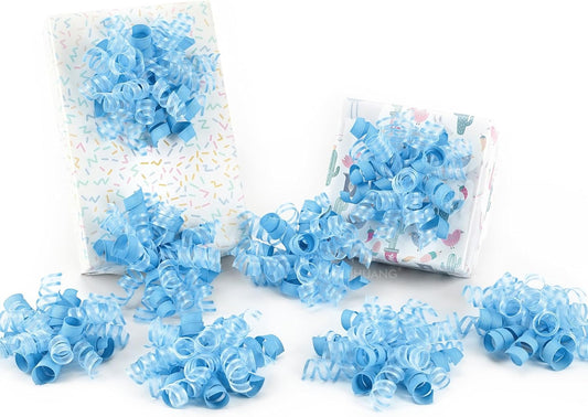HUIHUANG Blue Bows for Gift Wrapping Baby Blue Gift Bows 5 inch x 8 Counts Self-Adhesive Curly Ribbon Bow for Presents, Paper Bag, Baby Shower Favors, Wrapping Accessories, Party Decor