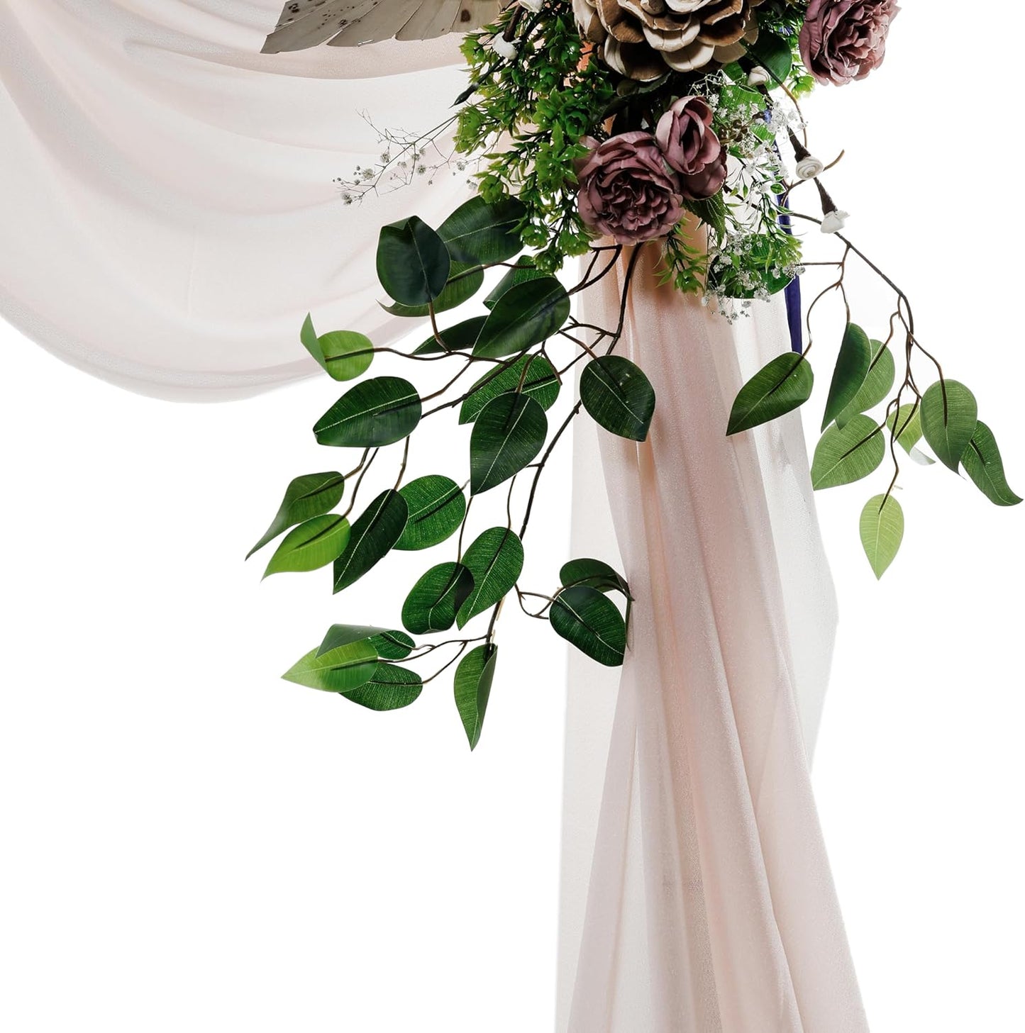 VDS Pack of 4 Panel (30 Inch X 20 Feet) Wedding Arch Draping Fabric Sheer Chiffon Fabric Drapery for Wedding Ceremony Reception Swag Backdrop Canopy Chuppah ARBO Altars Decoration (Nude)