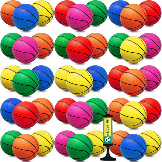 42Pcs 6" Mini Basketball Set, PVC Small Basketballs for Over The Door Hoop Games, Party Favors, Indoor Outdoor Play, Adults Kids, Pool Beach, Colorful