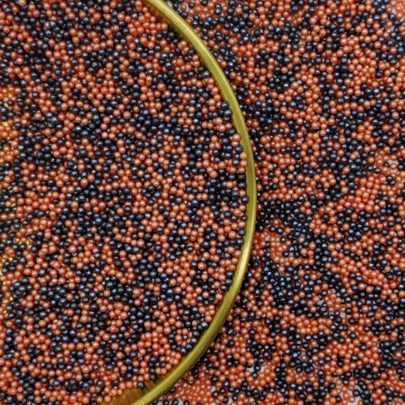 Edible Orange & Black Pearl Sugar Sprinkles Candy 2mm Mini Pearls Cake Decorations Cupcake Toppers Cookie Decorating Perfect for Wedding Party Valentine Halloween Christmas Supplies 3OZ