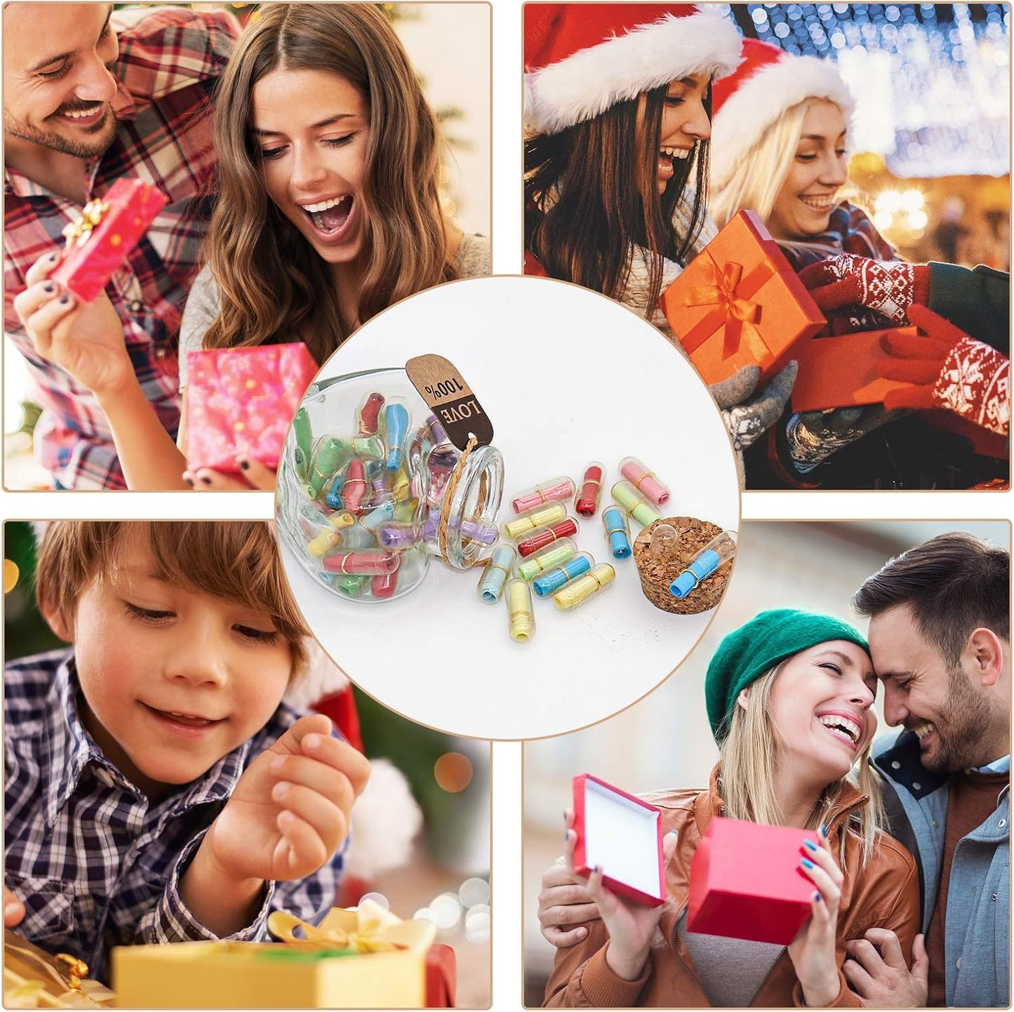 Capsule Letters Message in a Bottle - Cute Things Gifts for Boyfriend/Girlfriend - Love Letter for Anniversary, Birthday,Valentines Day, Mother's Day Gift (Mixed Color 100pcs)