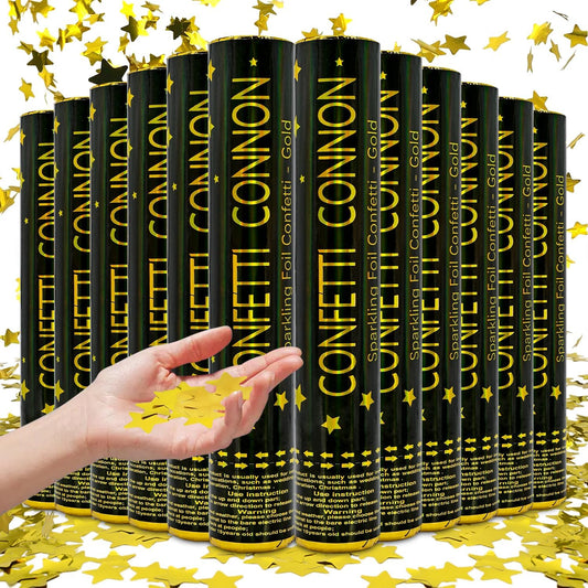Confetti Poppers Gold Confetti Cannon 12Pack Metallic Foil Stars Sequin Golden Confetti Party Poppers Confetti Shooters for Celebration Birthday Wedding 2024Graduation 4th of July New Year Christmas