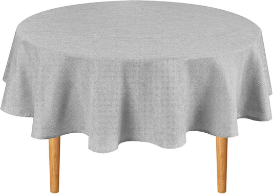 Hiasan Round Table Cloth 30 Inch Linen - Wrinkle and Stain Resistant Washable Polyester Fabric Table Cloth for Dining Room Kitchen Party, Light Grey